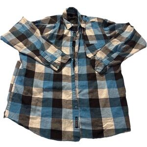 Burnside Men's 2xL Yarn-Dyed Long Sleeve Flannel Shirt Blue Plaid